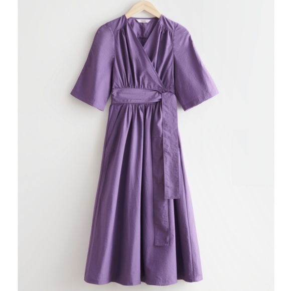NWT & Other Stories Voluminous Midi Wrap Dress Size 10 - Picture 2 of 11